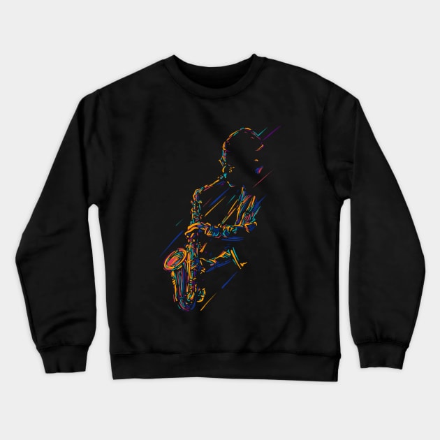 Saxophonist lineart Crewneck Sweatshirt by BAJAJU